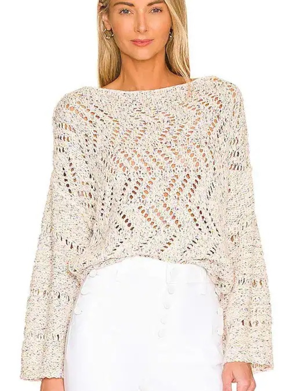 Free People Leilani Pullover in Neutral Rainbow Small